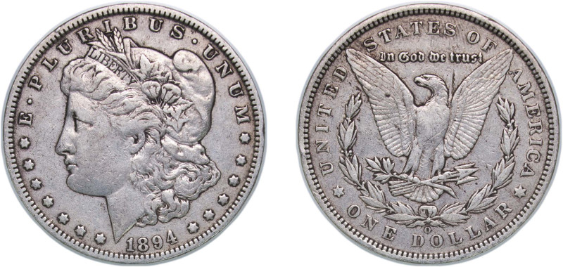 United States Federal republic 1894 O 1 Dollar "Morgan Dollar" Silver (.900) New...