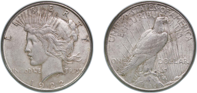 United States Federal republic 1922 S 1 Dollar "Peace Dollar" Silver (.900) San ...