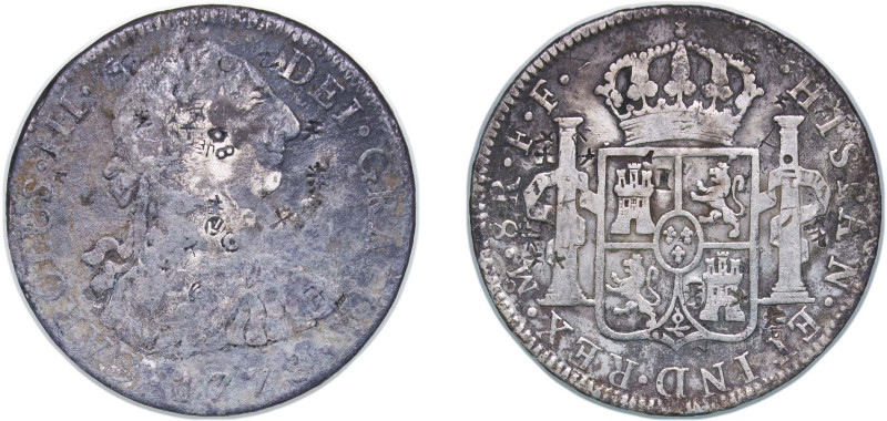 Mexico Spanish colony 1778 Mo FF 8 Reales - Charles III Silver (.903) Mexico Cit...