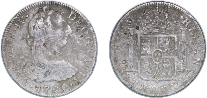 Mexico Spanish colony 1790 Mo FM 8 Reales - Charles IV (Numeral IV, Charles III ...