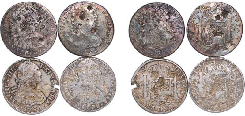 Peru Spanish colony 1795 - 1800 8 Reales - Charles III (4 Contemporary counterfe...