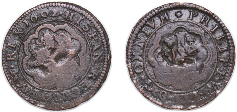 Spain Kingdom 1602 C 4 Maravedis - Philip III (Milled) Billon Segovia Mint 4.73g...