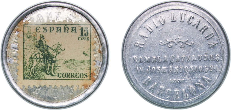 Spain Second Republic ND Token - Radio Lucarda, Posguerra ficha de 15 Centimos (...