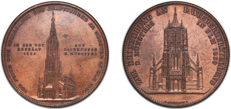 Germany Weimar Republic 1923 Medal - Restoration Ulmer Münster Copper 32.42g AU ...