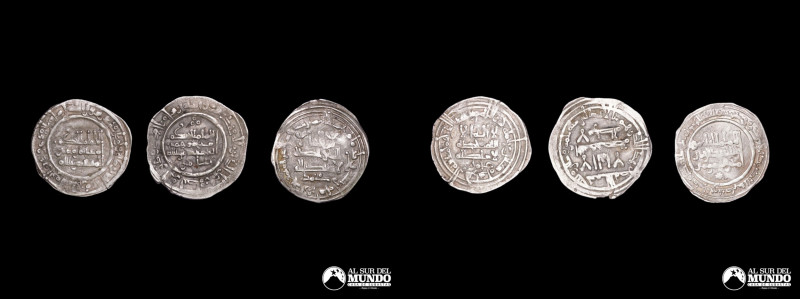 Califatos arabes. Lote de tres dirhams pequeños a catalogar. Plata; 9,81 g. (tot...