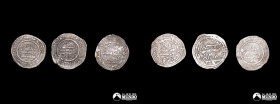 Califatos arabes. Lote de tres dirhams de plata pequeños a catalogar.