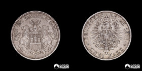 Alemania (Imperio Aleman), Hamburgo. 2 Marcos. 1877 J