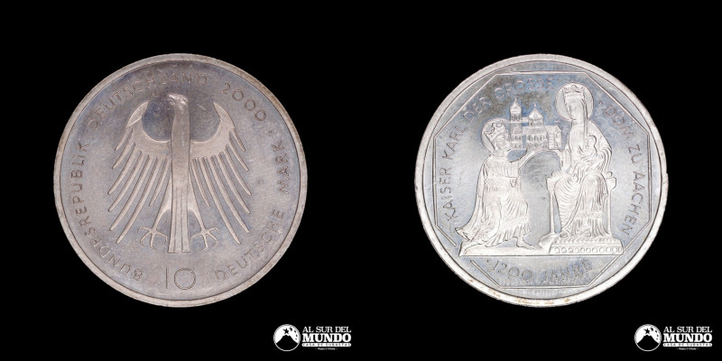 Alemania. 10 Marcos 2000. Plata 925. 32,5 mm. 15,49 g. Km#200 (XF) Nota: Edicion...