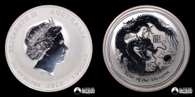 Australia. 1 Dolar. 2012. 1 onza de plata. Zodiaco chino: Dragon.