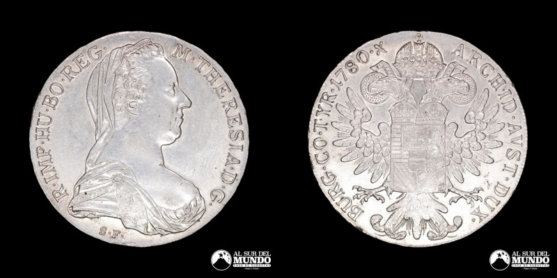 Austria (Sacro Imperio Romano Germanico), ceca de Viena. 1 Talero. 1780; reacuña...