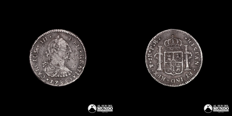 Bolivia, Potosi. 1 Real. 1788. Ensayadores: PR (Pedro Narciso y Raimundo de Itur...