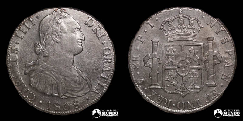 Bolivia, ceca de Potosi. 8 Reales 1808. Ensayadores: PJ (Pedro Prudencio de Esqu...