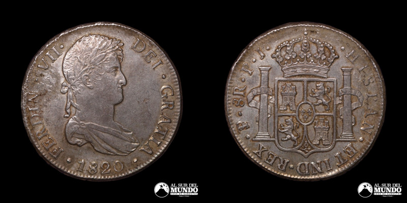 Bolivia, ceca de Potosi. 8 Reales 1820. Ensayadores: PJ (Pedro Martin Albizu y J...