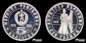 Bulgaria. 5 Leva 1976. Conmemorativa: Centenario del "Levantamiento de Abril" contra los turcos.