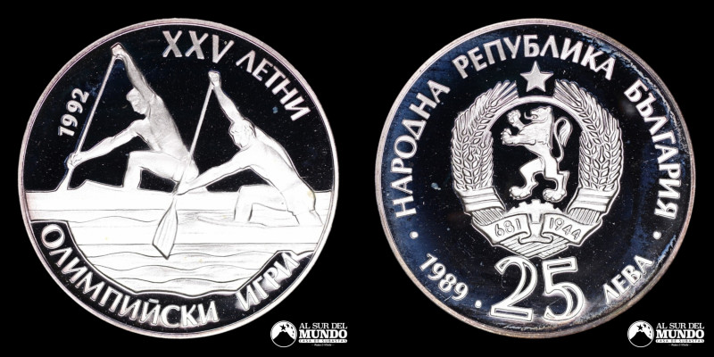 Bulgaria. Republica Popular. 25 Leva 1989. Juegos Olimpicos de Verano de 1992, B...