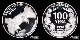 Bulgaria. 100 Leva 1992. Conmemorativa: Animales salvajes en peligro de extincion - Aguila imperial.