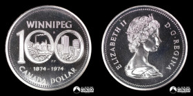 Canada. 1 Dolar 1974. Conmemorativa: Centenario de la ciudad de Winnipeg.