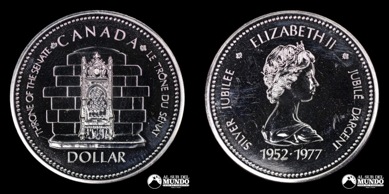 Canada. Isabel II. 1 Dolar 1977. 25 aniversario de la coronacion de Isabel II. A...