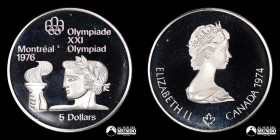Canada. 5 Dolares 1974. Conmemorativa: Juegos Olimpicos de Verano de Montreal, 1976. Serie #2.