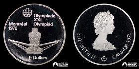 Canada. 5 Dolares 1974. Conmemorativa: Juegos Olimpicos de Verano de Montreal, 1976. Serie #3.