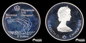 Canada. 5 Dolares 1975. Conmemorativa: Juegos Olimpicos de Montreal de 1976 - Clavado.