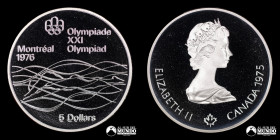 Canada. 5 Dolares 1975. Conmemorativa: Juegos Olimpicos de Montreal de 1976 - Natacion.