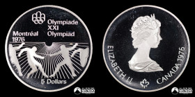 Canada. 5 Dolares 1976. Conmemorativa: Juegos Olimpicos de Montreal de 1976 - Esgrima.