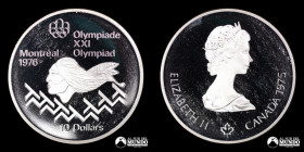 Canada. 10 Dolares 1975. Conmemorativa: Juegos Olimpicos de Montreal de 1976 - Carrera de vallas.
