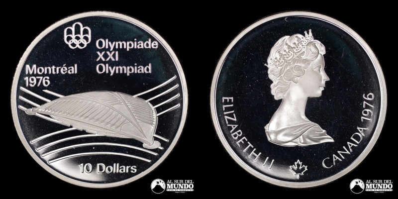 Canada. Isabel II. 10 Dolares 1976. Olimpiadas de Montreal, Olympic Velodrome. P...