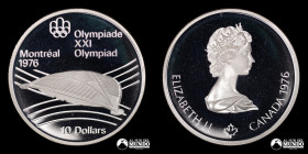 Canada. 10 Dolares 1976. Conmemorativa: Juegos Olimpicos de Montreal de 1976 - Velodromo olimpico.