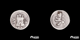 Chile, Santiago. ¼ Real 1817 (Fernando VII). Con puntos.