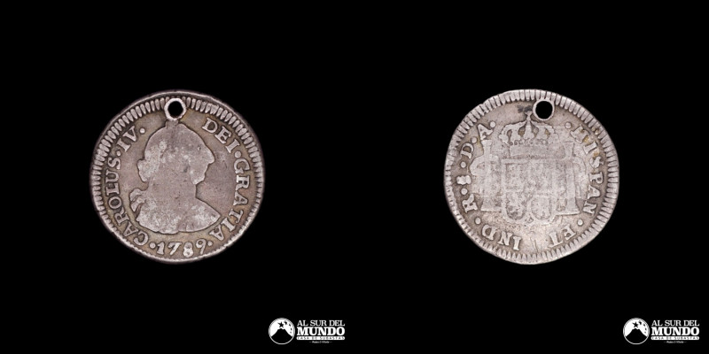 Chile, ceca de Santiago. ½ Real 1789. Ensayadores: DA (Domingo de Eizaguirre y A...