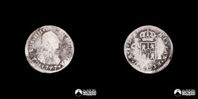 Chile, Santiago. ½ Real 1797 (Carlos IV). DA. ERROR: "CAOLUS".