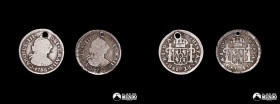 Chile, Santiago. Pareja de monedas de plata: ½ Real 1786 y 1788 (Carlos III).