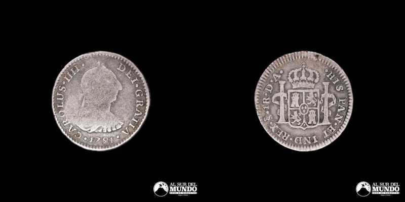 Chile, ceca de Santiago. 1 Real 1791. Ensayadores: DA (Domingo de Eizaguirre y A...