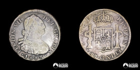 Chile, Santiago. 4 Reales 1813 (Fernando VII). FJ. Variante: "J" invertida.