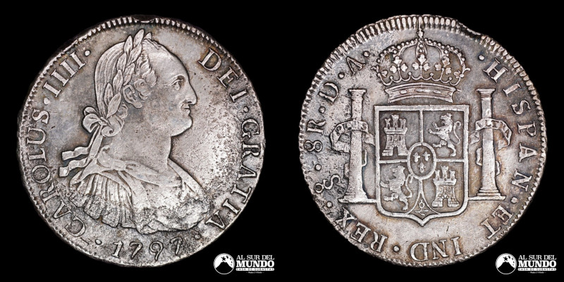 Chile, ceca de Santiago. 8 Reales 1797. Ensayadores: DA (Domingo de Eizaguirre y...