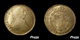 Chile, Santiago. 8 Escudos 1802 (Carlos IV). JJ. Oro.