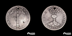Chile, Santiago. 2 Reales "Independiente". 1834. IJ.