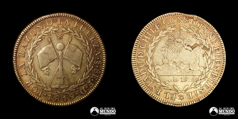 Chile, ceca de Santiago. 8 Escudos. 1819. Ensayadores: FD (Francisco Rodriguez B...