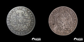 Chile, Santiago. 2 Reales "Rompecadenas". 1851. LA.