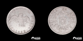 Chile, Santiago. 20 Centavos "Paloma". 1857/7.