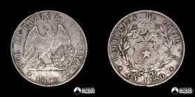 Chile, Santiago. 1 Peso "Montt". 1855.