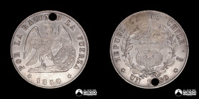 Chile, Santiago. 1 Peso "Montt". 1859.