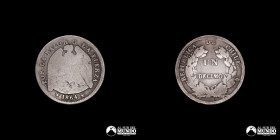 Chile, Santiago. 1 Decimo "Pechugon". 1864.