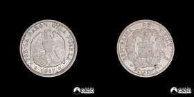 Chile, Santiago. 20 Centavos "Pechugon". 1867.