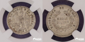 Chile, Santiago. ½ Decimo "Aguila". 1874. NGC MS64.