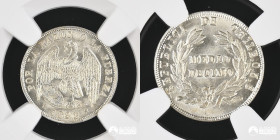Chile, Santiago. ½ Decimo "Aguila". 1892. NGC MS66.