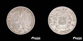 Chile, Santiago. 20 Centavos "Aguila". 1870.