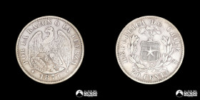 Chile, Santiago. 20 Centavos "Aguila". 1871.